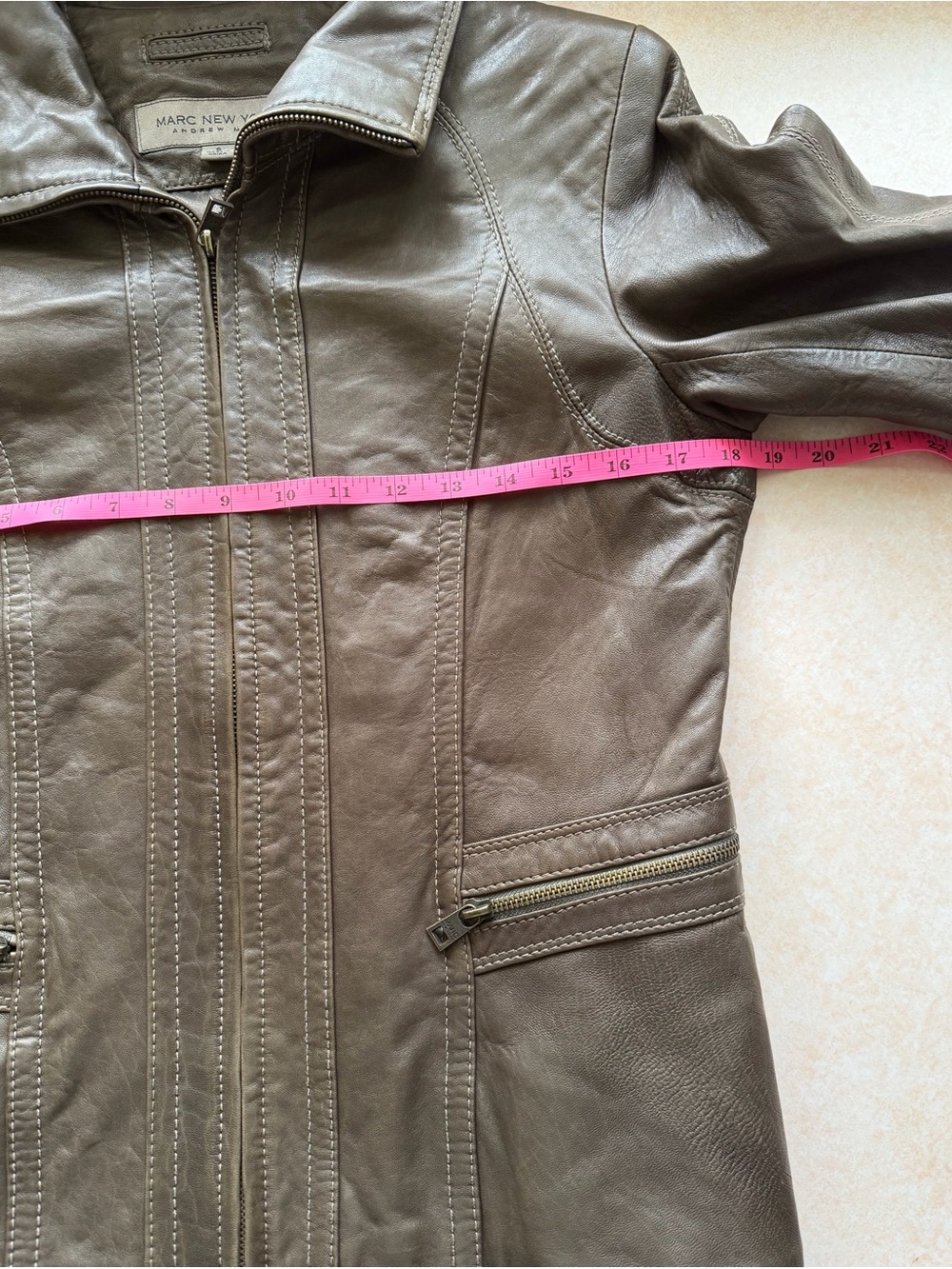 Vintage Andrew Marc Brown Soft Lambskin Leather Jacket Women Small Y2K Zip Up SM - Picture 13 of 13